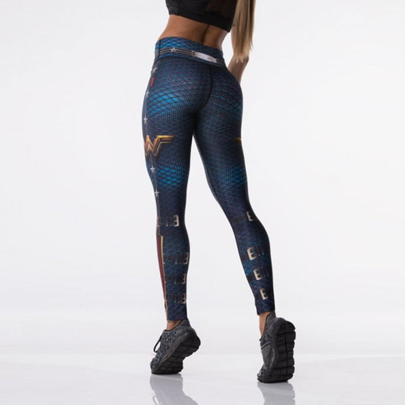 Women Sport Leggings 3D Print Elastic High Waist Yoga Pant Superhero Leggins Gym Fitness Running Tights Trouser Sportwear Female
