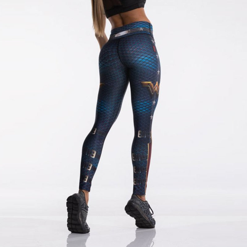 Women Sport Leggings 3D Print Elastic High Waist Yoga Pant Superhero Leggins Gym Fitness Running Tights Trouser Sportwear Female
