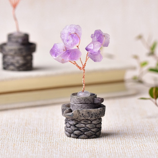 1PC Natural Amethyst Tree Crystal Quartz Mineral Ornaments Tree of Life Home Decoration Lucky tree Healing