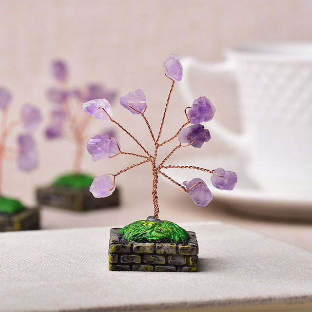 1PC Natural Amethyst Tree Crystal Quartz Mineral Ornaments Tree of Life Home Decoration Lucky tree Healing