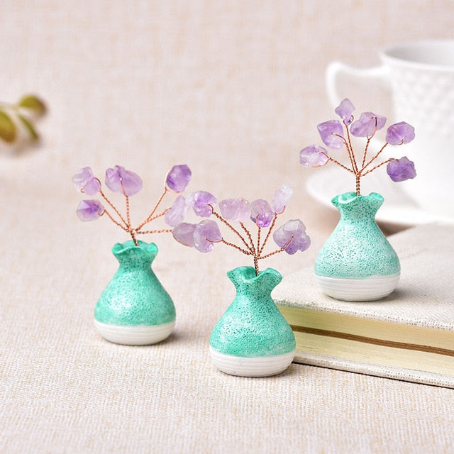 1PC Natural Amethyst Tree Crystal Quartz Mineral Ornaments Tree of Life Home Decoration Lucky tree Healing