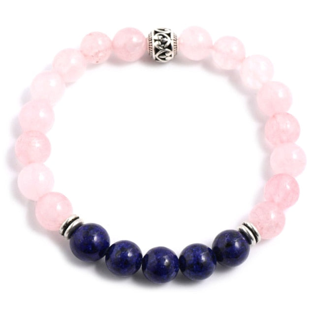 8mm Rose Quartz Lapis Lazuli Japamala Set Meditation Yoga Spiritual Jewelry 108 Rosary Handmade Beaded Natural Stone Necklace