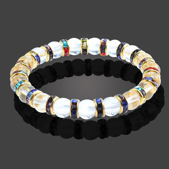 Buddha Bracelet  Natural Crystal Blue Stone Beads