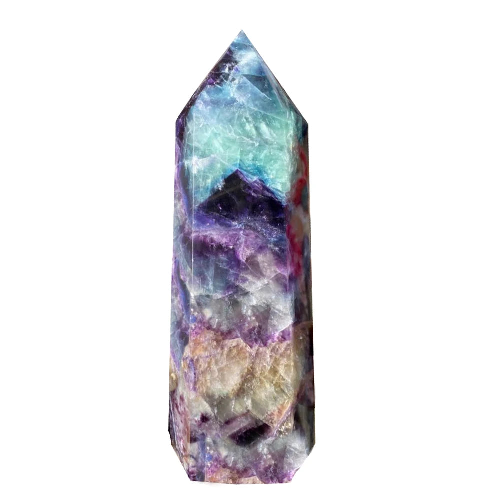 Natural Large Colored Fluorite Crystal Point Natural Crystal Wand Healing