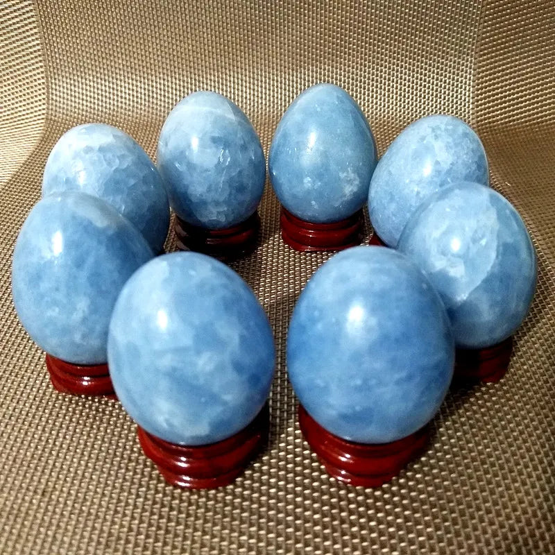 2pcs Natural Celestite Crystal Stone Egg Room Decor Blue Calcite Spiritual Meditation Chakra Reiki Healing Crystals