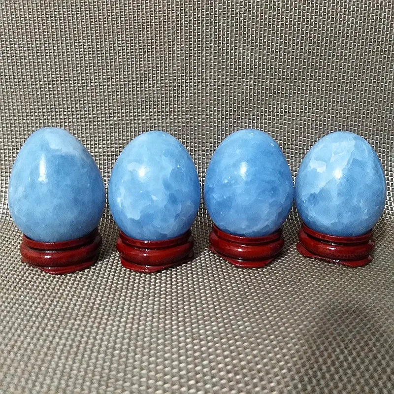 2pcs Natural Celestite Crystal Stone Egg Room Decor Blue Calcite Spiritual Meditation Chakra Reiki Healing Crystals