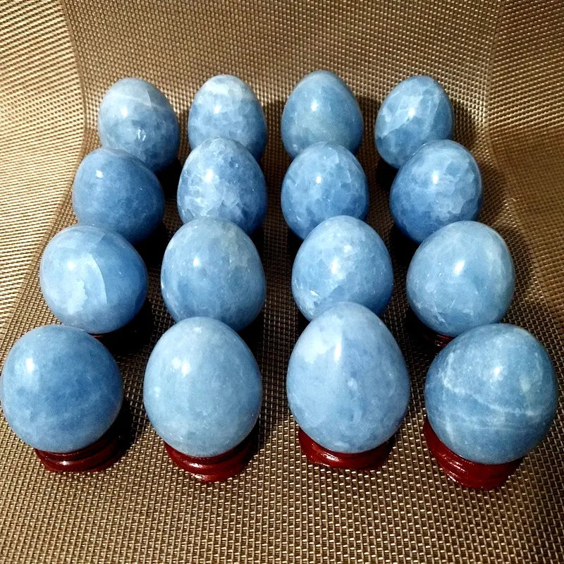 2pcs Natural Celestite Crystal Stone Egg Room Decor Blue Calcite Spiritual Meditation Chakra Reiki Healing Crystals