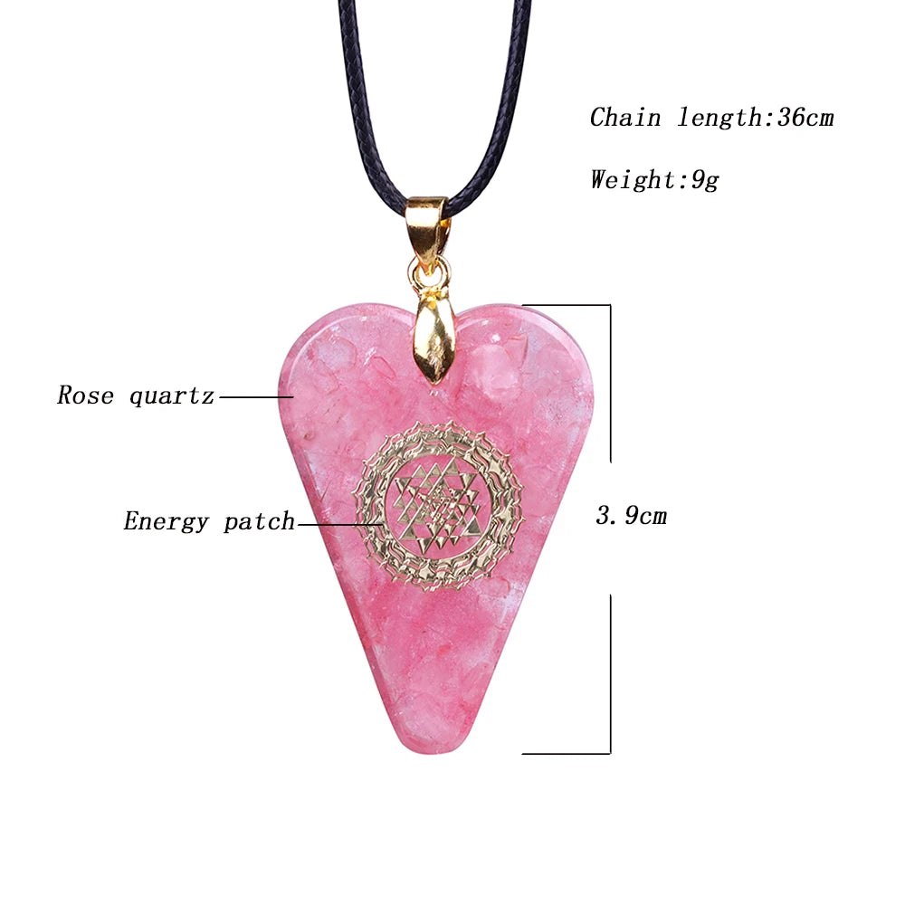 Orgonite Pendant pink Heart Pendant Necklace Healing Crystals Recruit Peach Blossom to Promote Marriage