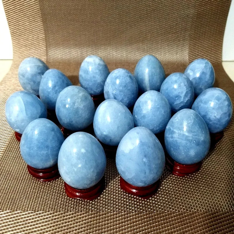 2pcs Natural Celestite Crystal Stone Egg Room Decor Blue Calcite Spiritual Meditation Chakra Reiki Healing Crystals