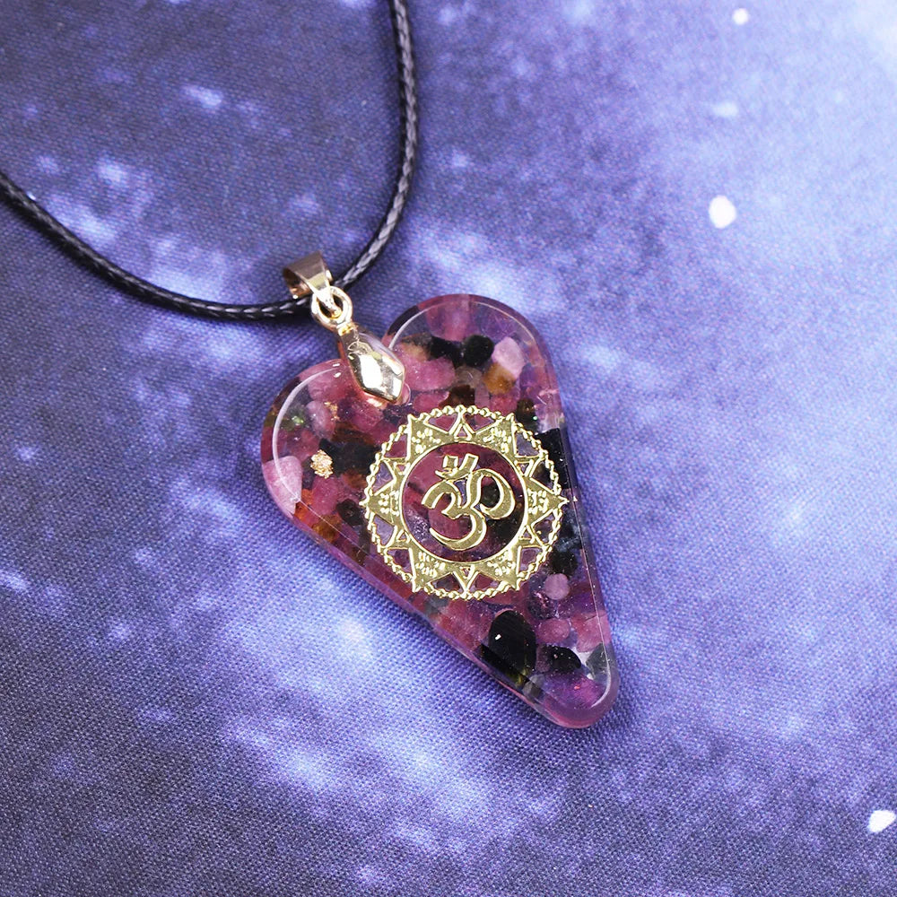 Tourmaline Orgonite Necklace Crystal Heart Pendant Healing Crystals For Emf Protection Violet Flame Orgone Generator