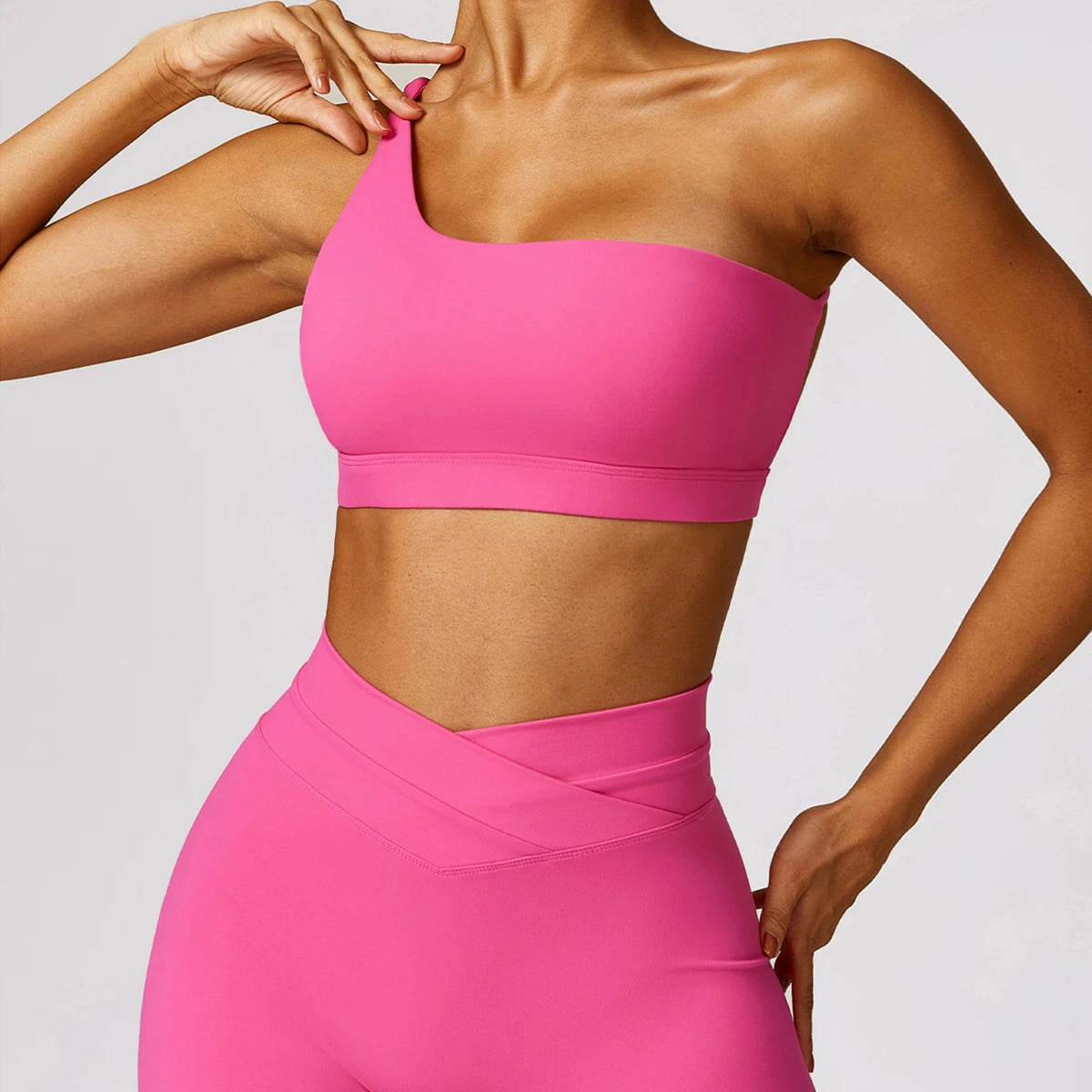 2 Piece Yoga Sets Quick Dry Woman Yoga Outfit Shorts One Shoulder Bras Sport Suit for Women Sportswear Fitness Gym Workout Sets