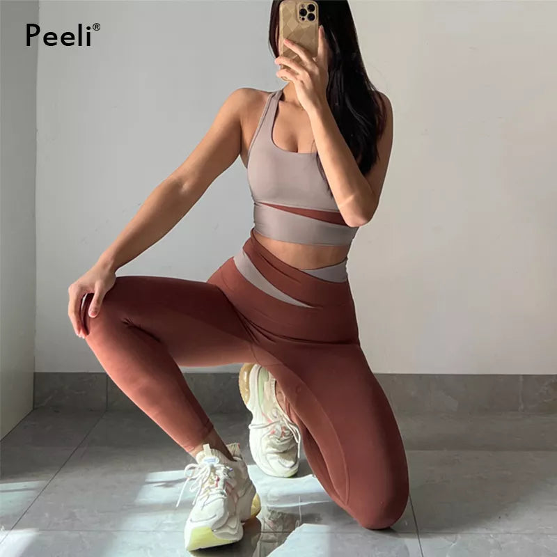 Yoga Set Women Clothing Sport Suit Sexy Sports Bra High Waist Sport Leggings Athletic 2 Piece Gym Set Workout Outfits Sportswear