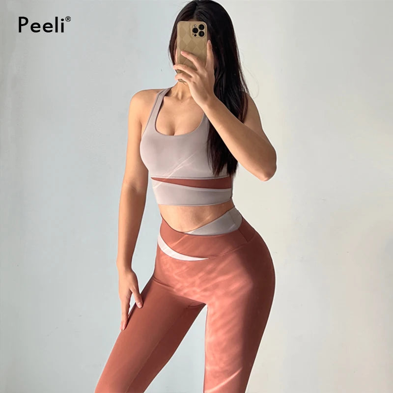 Yoga Set Women Clothing Sport Suit Sexy Sports Bra High Waist Sport Leggings Athletic 2 Piece Gym Set Workout Outfits Sportswear