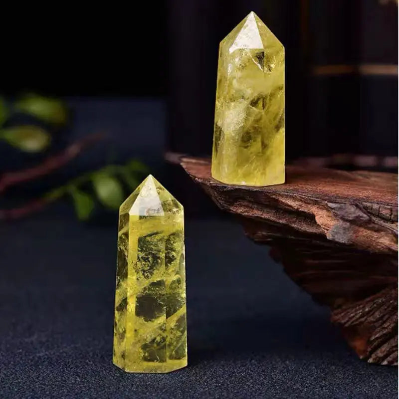 1pc Natural Citrine Crystal Point Healing Obelisk Yellow Quartz Wand Beautiful Ornament for Home Decor Reiki Stone Pyramid