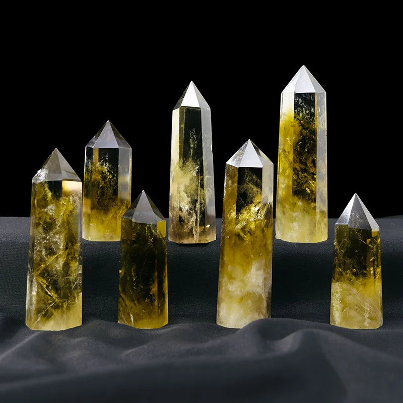 1pc Natural Citrine Crystal Point Healing Obelisk Yellow Quartz Wand Beautiful Ornament for Home Decor Reiki Stone Pyramid