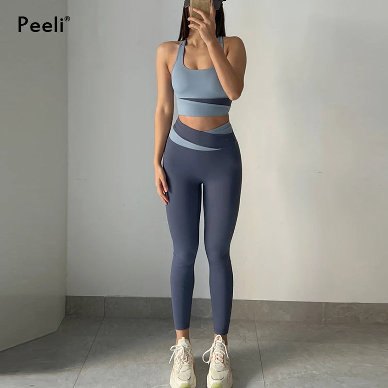 Yoga Set Women Clothing Sport Suit Sexy Sports Bra High Waist Sport Leggings Athletic 2 Piece Gym Set Workout Outfits Sportswear