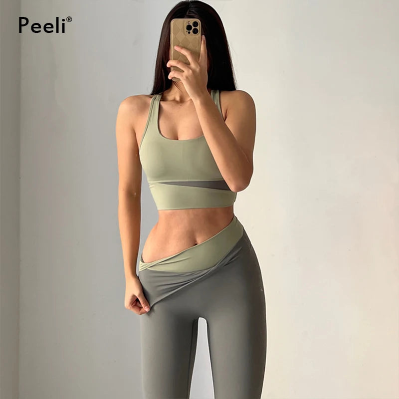 Yoga Set Women Clothing Sport Suit Sexy Sports Bra High Waist Sport Leggings Athletic 2 Piece Gym Set Workout Outfits Sportswear