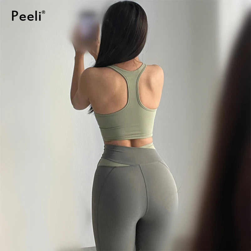 Yoga Set Women Clothing Sport Suit Sexy Sports Bra High Waist Sport Leggings Athletic 2 Piece Gym Set Workout Outfits Sportswear