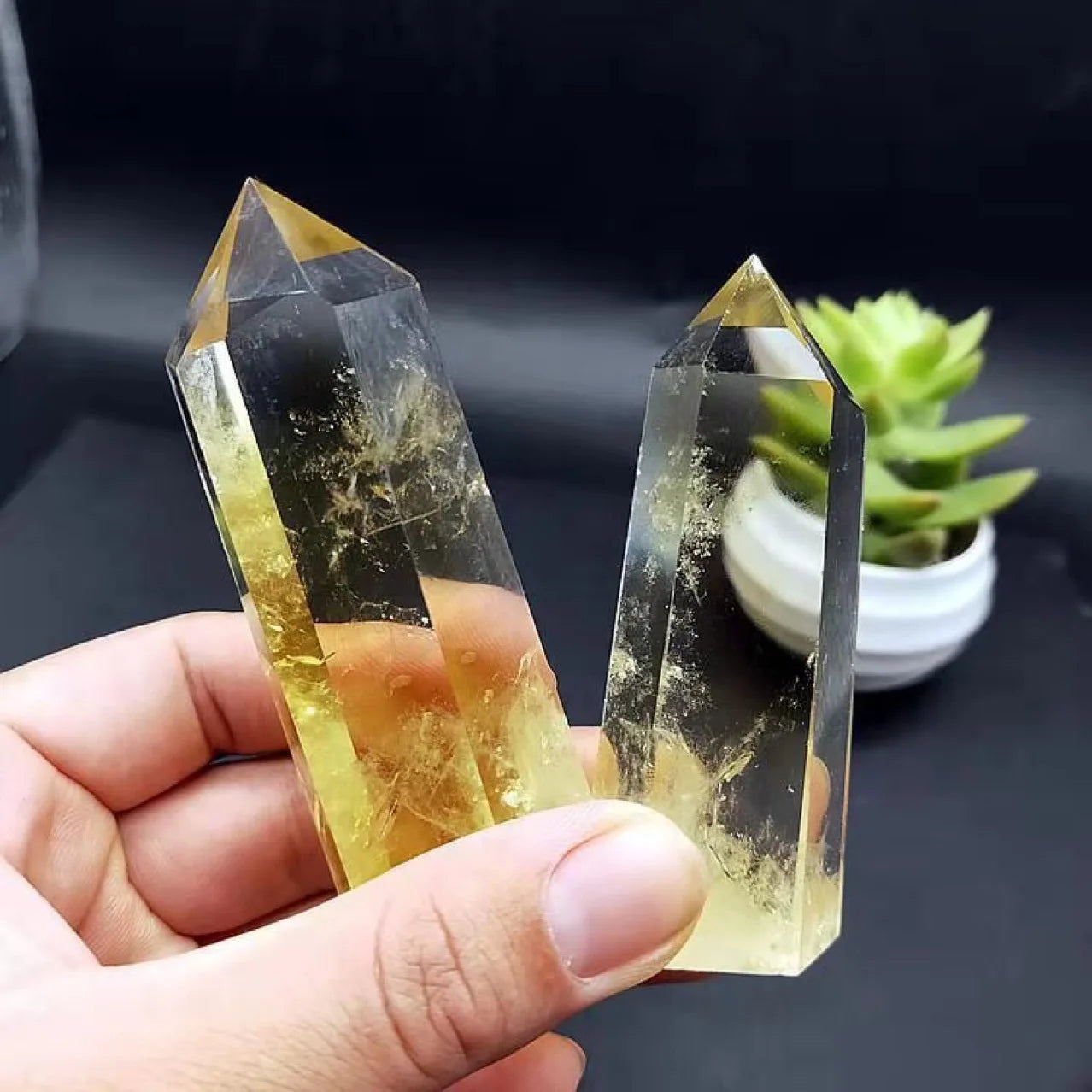 1pc Natural Citrine Crystal Point Healing Obelisk Yellow Quartz Wand Beautiful Ornament for Home Decor Reiki Stone Pyramid