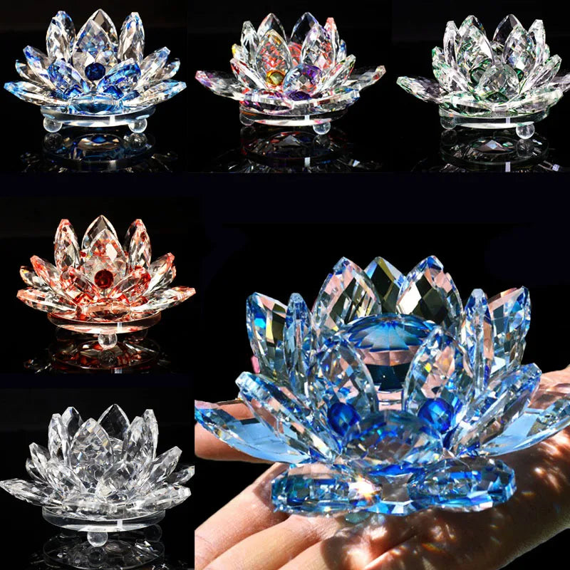 6mm Quartz Crystals Lotus Flower Crafts Glass Fengshui Ornaments Healing Crystals Home Party Wiccan Decor Yoga Gifts Souvenir