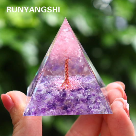5CM Natural Crystal Tree of Life Orgonite Pyramid Healing Crystals Energy Reiki Chakra Meditation Lucky Gather Wealth Stone