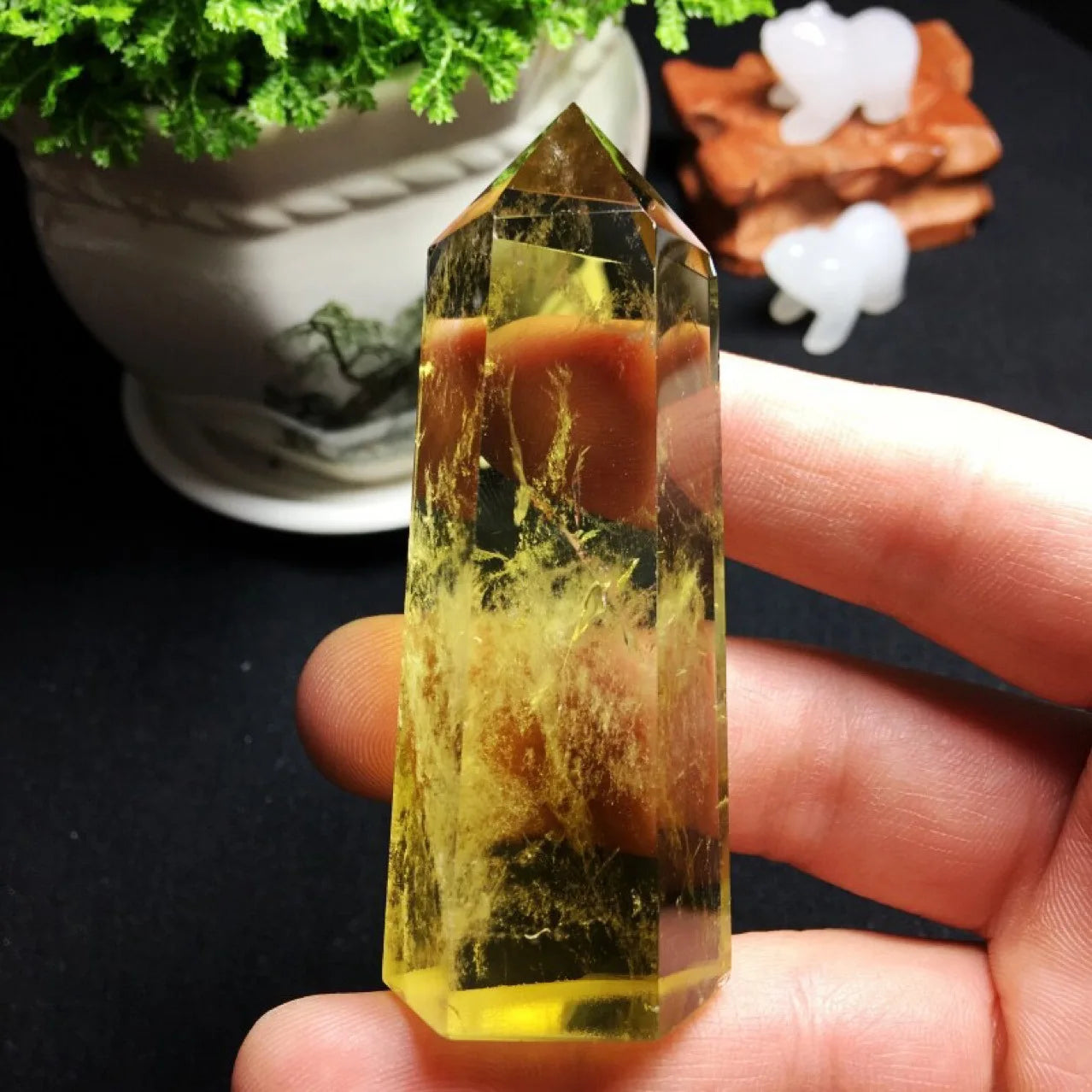 1pc Natural Citrine Crystal Point Healing Obelisk Yellow Quartz Wand Beautiful Ornament for Home Decor Reiki Stone Pyramid