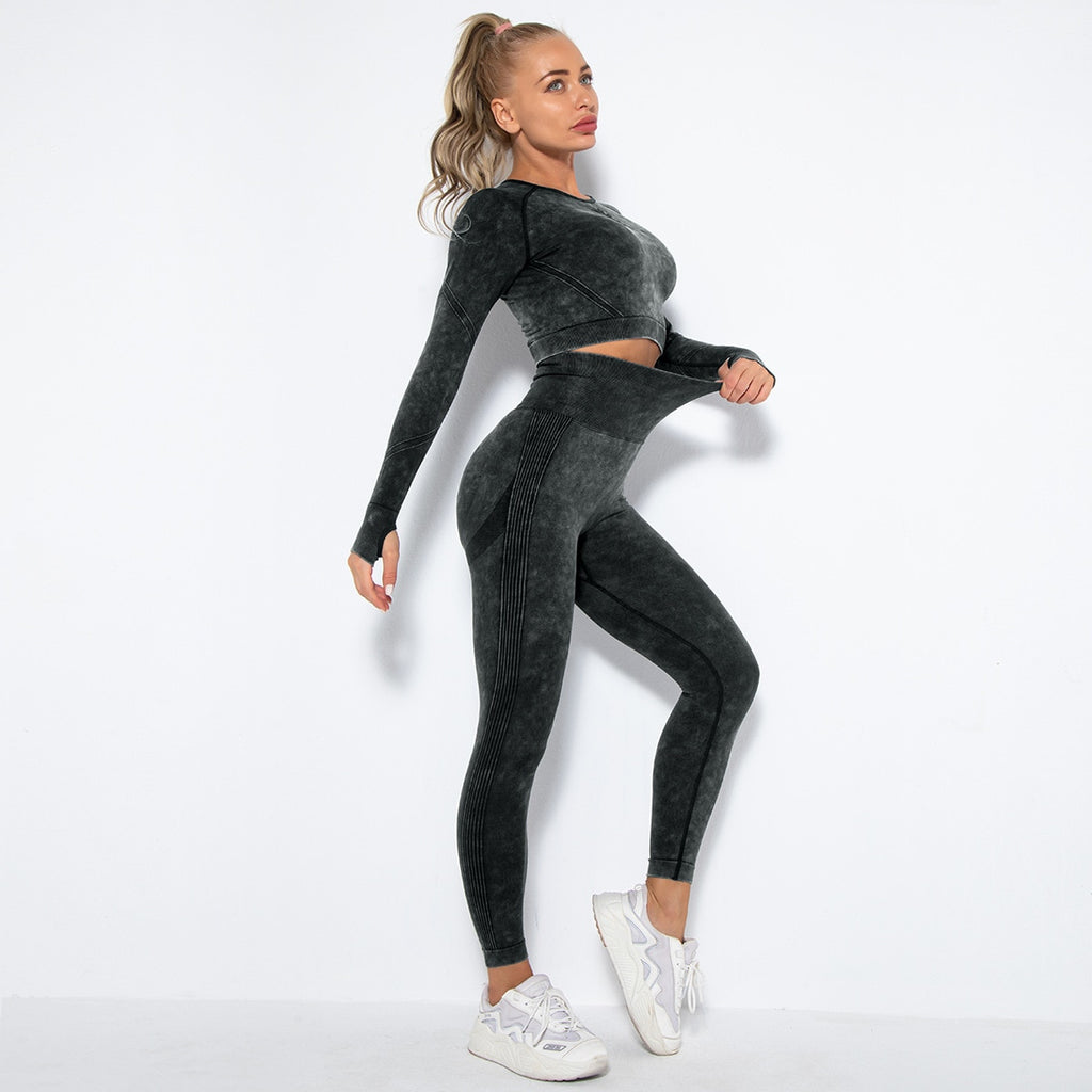 Women Yoga Clothing Set Sports Suit Sportswear Sports Outfit Fitness Set Athletic Wear Gym Seamless Workout Clothes Women 2Pcs