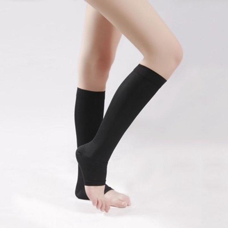 Compression Women Socks Yoga High Knee Anti-Slip Ventilation Open Toe Socks Ladies Ballet Dance Fitness Sport 18-21mm