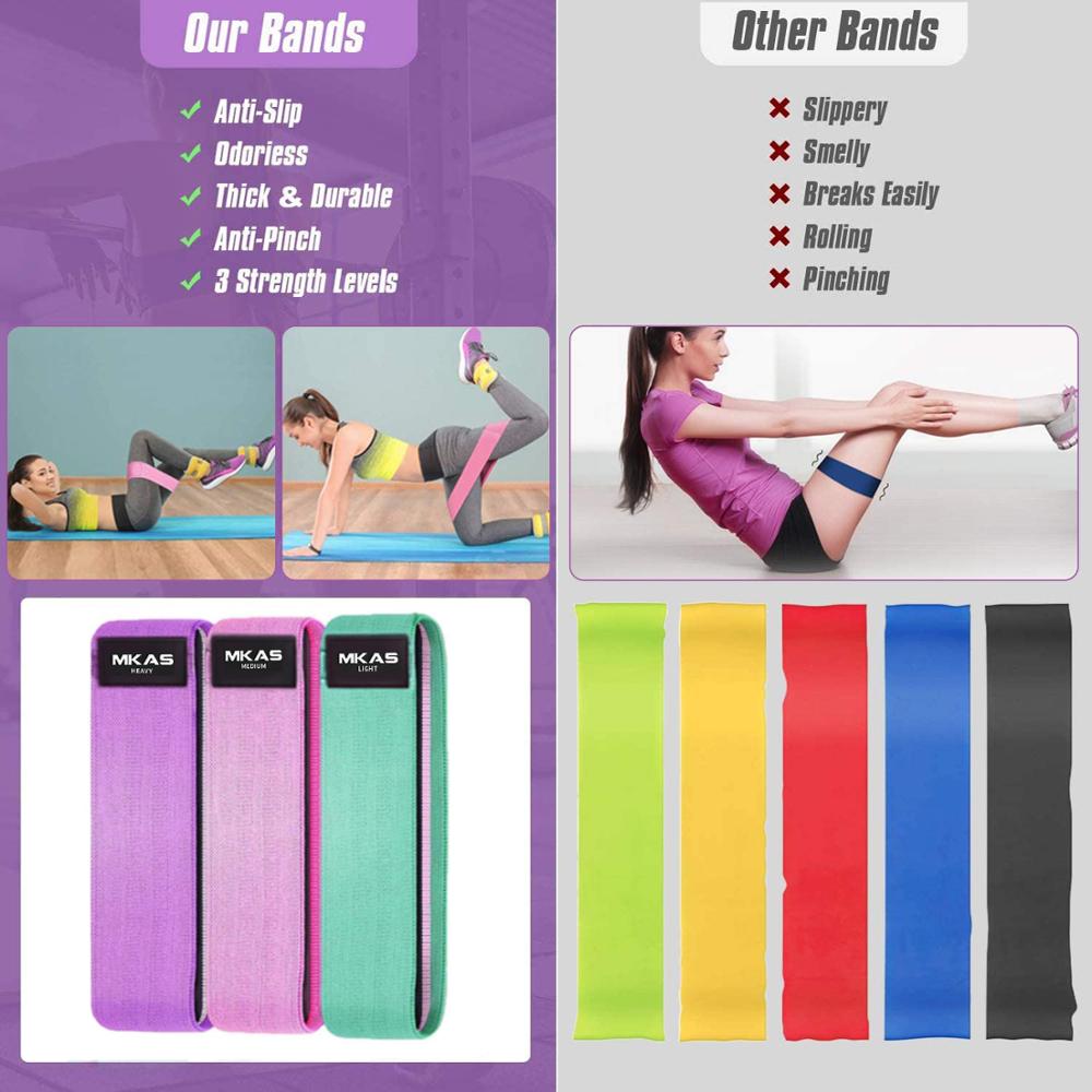 Hip Fitness Resistance Bands Exercise Workout Set Fabric Loop Yoga Booty Bands 3-Piece For Leg Thigh Butt Squat Glute Equipment