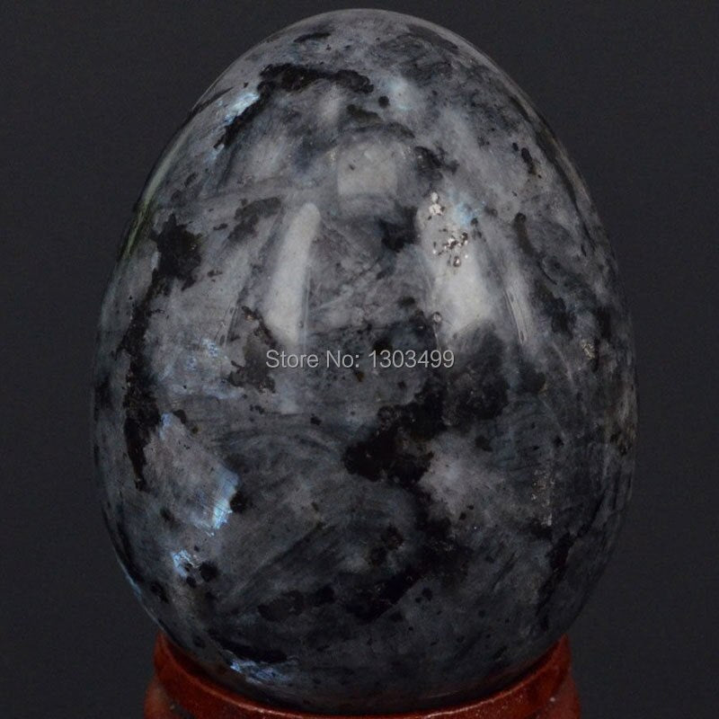 35x48mm Natural Gemstone LARVIKITE LABRADORITE Sphere Egg Healing Reiki Crafts Stone Massage Finger Exercise