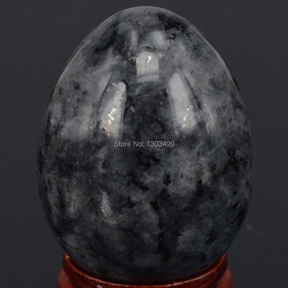 35x48mm Natural Gemstone LARVIKITE LABRADORITE Sphere Egg Healing Reiki Crafts Stone Massage Finger Exercise