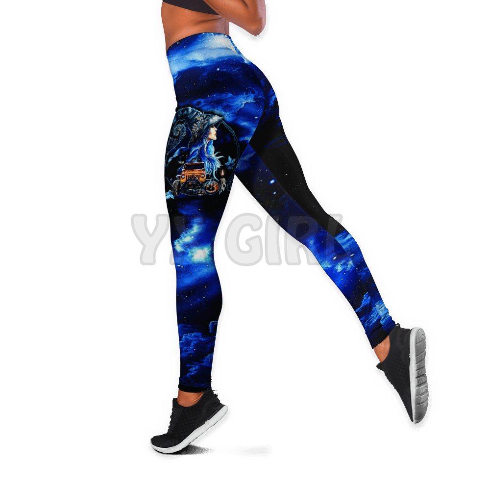 YX Girl Girl Halloween Combo Hoodie + Legging  Combo Outfit Yoga Fitness Legging Women 3D Printed Apparel