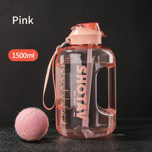 2 Liter Water Bottle with Straw Large Portable Travel Bottles For Training Sport Fitness Cup with Time Scale BPA Free