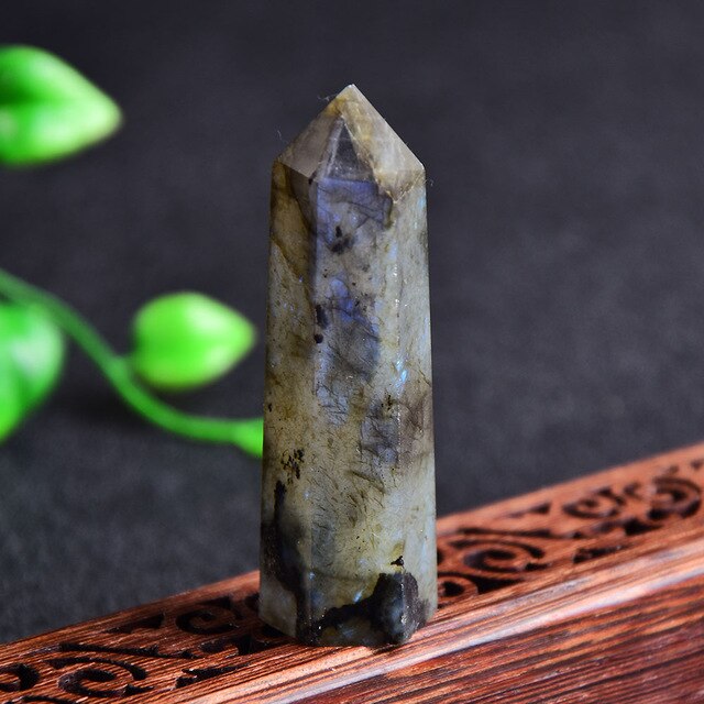 Natural Crystal labradorite Quartz Point Healing Stone Hexagonal Prisms 50-80mm Obelisk Wand