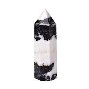 1pc Natural Stone Crystal Point Healing Obelisk Black and White Zebra Quartz Wand