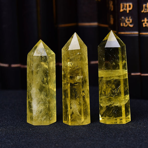 1pc Natural Crystal Point Citrine Healing Obelisk Yellow Quartz Wand Energy Stone Pyramid