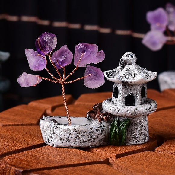 1PC Natural Amethyst Tree Crystal Quartz Mineral Ornaments Tree of Life Home Decoration Lucky tree Healing
