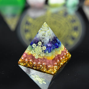 Orgon Pyramid Seven Chakras natural Stone Orgonite Energy Crystals EMF protection Resin Reiki