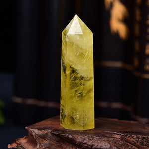 1pc Natural Citrine Crystal Point Healing Obelisk Yellow Quartz Wand Reiki Stone Pyramid
