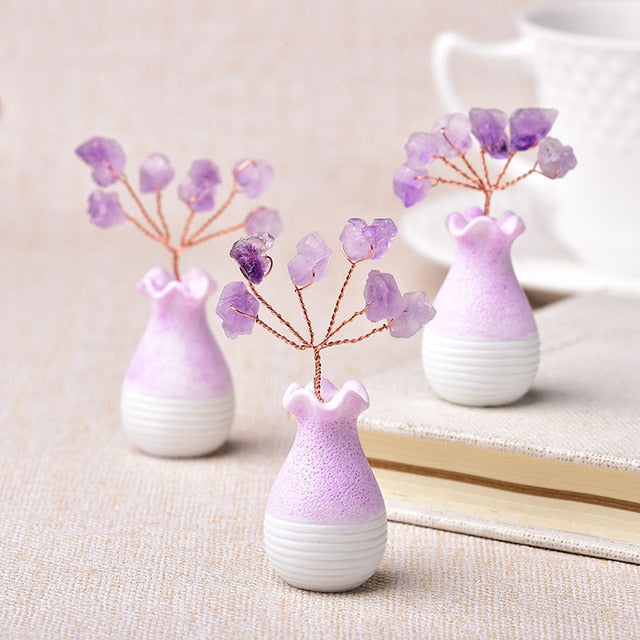 1PC Natural Amethyst Tree Crystal Quartz Mineral Ornaments Tree of Life Home Decoration Lucky tree Healing