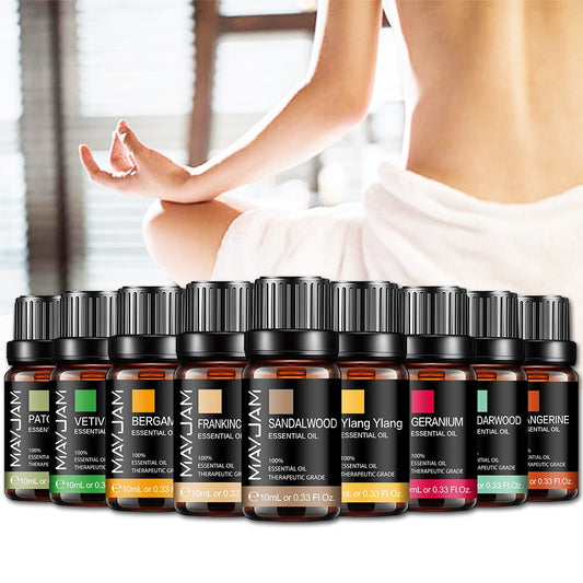 10ml Natural Sandalwood Pure Essential Oils for Yoga Meditation Diffuser Lavender Lemon Greanium Ylang Ylang Bergamot Aroma Oil