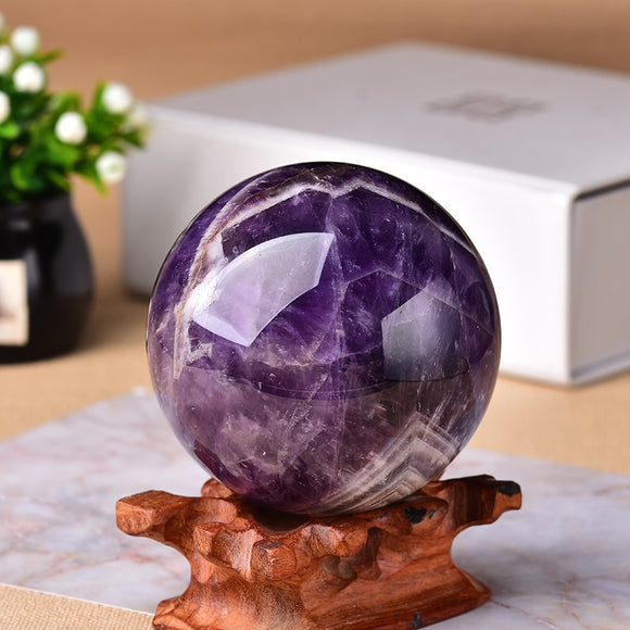 1PC Natural Dream Amethyst Ball Polished Globe Massaging Ball Reiki Healing Stone