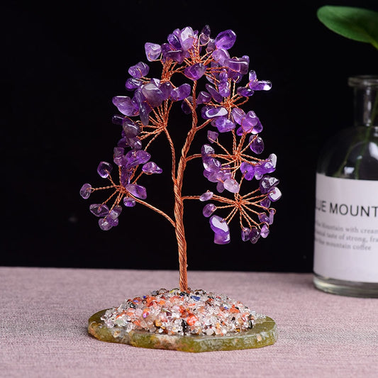 1pc Natural  Amethyst Rose Quartz Tree of Life Rock Mineral Specimen Reiki Healing Home Decoration DIY Gifts Souvenir