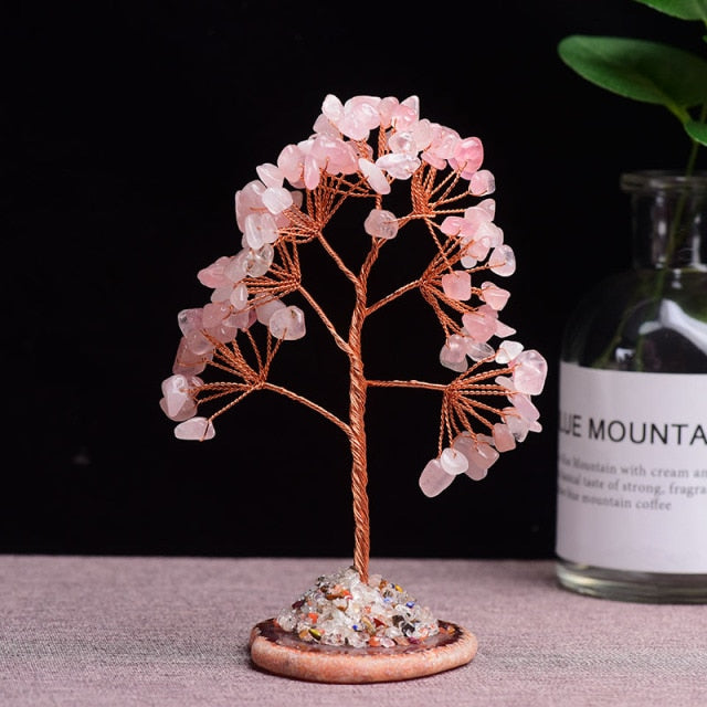 1pc Natural  Amethyst Rose Quartz Tree of Life Rock Mineral Specimen Reiki Healing Home Decoration DIY Gifts Souvenir