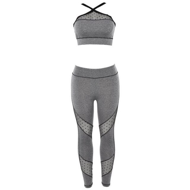 Mesh Seamless Knit Quick Dry Yoga Set