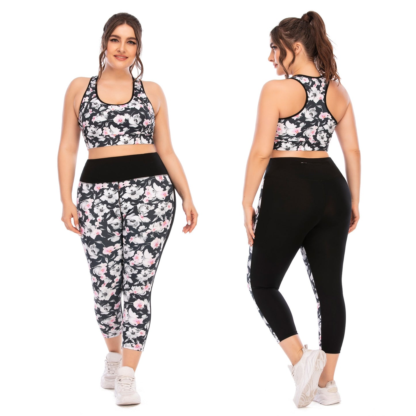 Floral Printed Women Yoga Set Plus Size