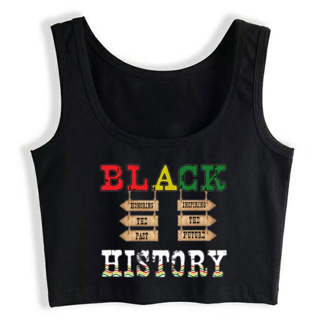 Crop Top Sport Yoga Vest Black History Month African American Black Pride Hip Hop Black Cotton Tops Women