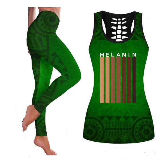 Green and Gold Melanin Yoga Set