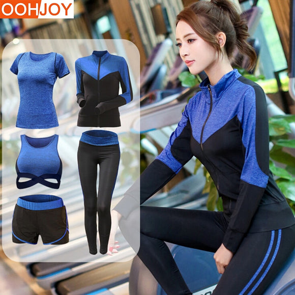 5 Piece Girl Yoga Sets 3 Piece Workout Sets Fitness Clothing Running Tracksuit Plus Size Jogging Tights